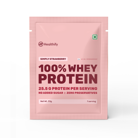 On-the-Go Whey Protein Travel Pack- Simply Strawberry - HealthifyStore