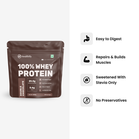 Double Chocolate - 25.5 g Protein Powder - Pack of 1 KG - HealthifyStore