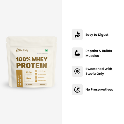 Classic Vanilla - 25.5 g Protein Powder - Pack of 1 KG - HealthifyStore