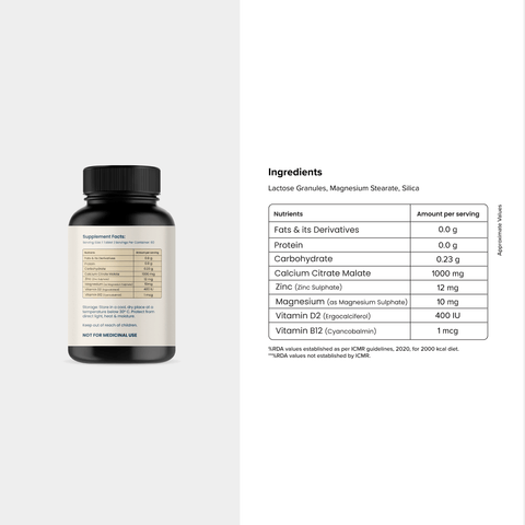 Calcium with Magnesium, Zinc & Vitamin D3 - HealthifyStore