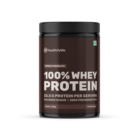 Healthify 100% Whey Protein- Double Chocolate - 25.5 g Protein, 5.6 g BCAA - No Added Sugar, Zero Preservatives, Isolate as Primary Source - HealthifyStore