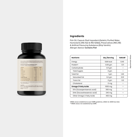 Omega 3 Fish Oil Capsules (1000 mg) - HealthifyStore