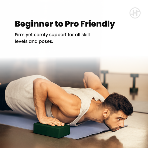 Healthify Yoga Blocks & Belt Set - High-Density Non-Slip EVA Yoga Block, Beginner-Friendly with Beveled Edges, Lightweight, Durable & Easy to Clean