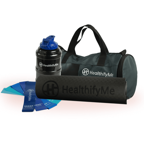 Yoga Kit - Kit of Yoga Mat, Gallon Bottle, Stress Band & Gym Bag - HealthifyStore