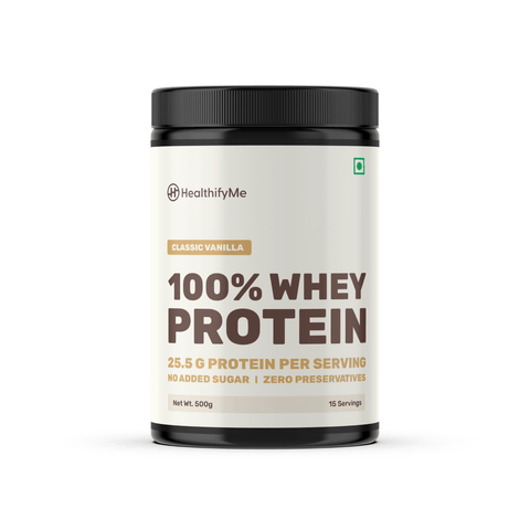 Healthify 100% Whey Protein -Classic Vanilla - 25.5 g Protein, 5.6 g BCAA -  No Added Sugar, Zero Preservatives, Isolate as Primary Source