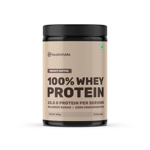 Healthify 100% Whey Protein - Creamy Coffee - 25.5 g Protein, 5.6 g BCAA -  No Added Sugar, Zero Preservatives, Isolate as Primary Source