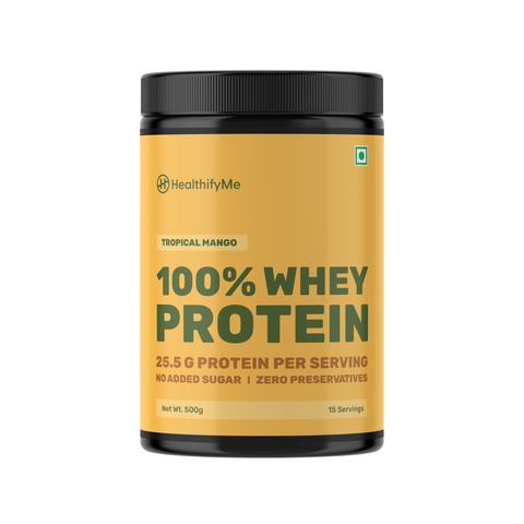 Healthify 100% Whey Protein -Mango , 25.5 g Protein, 5.6 g BCAA -  No Added Sugar, Zero Preservatives, Isolate as Primary Source