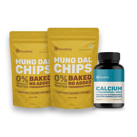 Healthify Premium Pack – Protein Chips & Calcium+Magnesium+Zinc Capsules (Worth ₹649 )