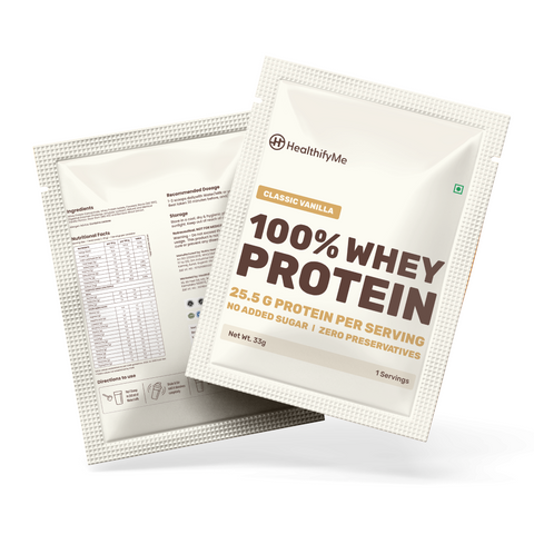 Healthify 100% Whey Protein -Classic Vanilla - 25.5 g Protein, 5.6 g BCAA -  No Added Sugar, Zero Preservatives, Isolate as Primary Source - HealthifyStore