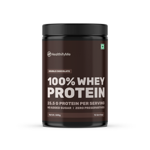 Healthify 100% Whey Protein- Double Chocolate - 25.5 g Protein, 5.6 g BCAA -  No Added Sugar, Zero Preservatives, Isolate as Primary Source
