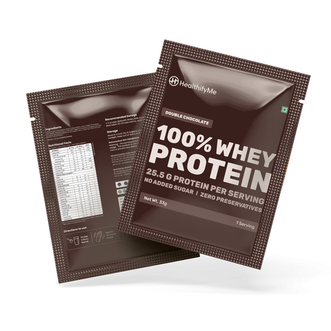 Healthify 100% Whey Protein- Double Chocolate - 25.5 g Protein, 5.6 g BCAA -  No Added Sugar, Zero Preservatives, Isolate as Primary Source - HealthifyStore