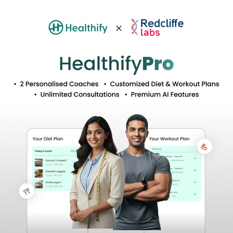 Healthify Transform Pro - 3 Month Weight Loss | Custom Diet OR Workout | Coach + Studio Access | AI Features | 30 days Guaranteed Refund