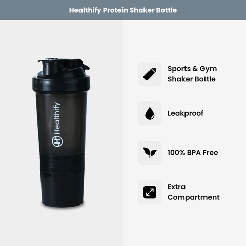Healthify Protein Starter Kit – Kit of Whey Protein Mango (500g), 6 x Whey Protein Single-Serve Sachets & a Protein Shaker