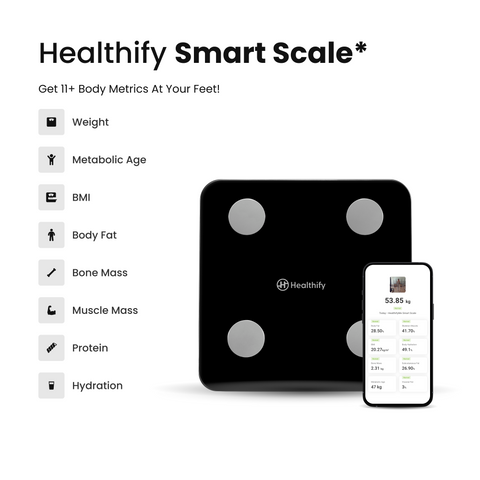 HealthifyMe Smart Scale | 1-Week Free Diet Plan | Track 11+ Key Body Metrics | Data-Driven Smart Weight Loss
