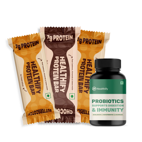 Healthify Premium Pack – Protein Bars & Probiotics Capsules