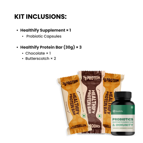 Healthify Premium Pack – Protein Bars & Probiotics Capsules