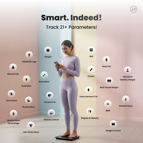 Healthify Smart Scale | Track 21+ Body Metrics | Advanced G-Sensors | Instant Bluetooth Sync | Data Driven Smart Weight Loss