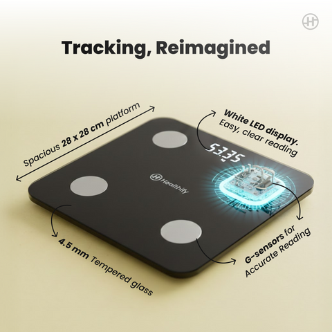 Healthify Smart Scale | Track 21+ Body Metrics | Advanced G-Sensors | Instant Bluetooth Sync | Data Driven Smart Weight Loss