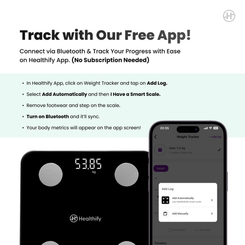Healthify Smart Scale | Track 21+ Body Metrics | Advanced G-Sensors | Instant Bluetooth Sync | Data Driven Smart Weight Loss