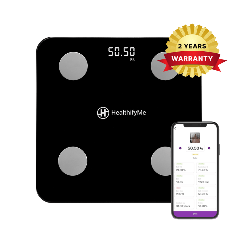 Body Metrics Scale Machine HealthifyMe Smart Scale | Track 11+ Key Body Metrics | 1 Month ...
