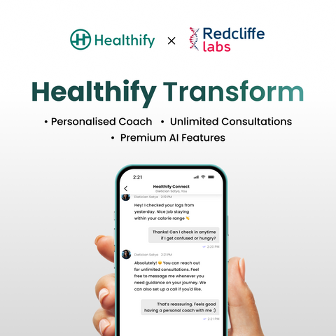 Healthify Transform Plan - 3 Month Weight Loss Program | Custom Diet OR Workout | Personal Coach | AI Tracking | 30 days Guaranteed Refund