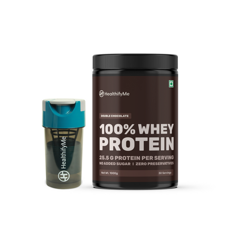 Healthify 100% Whey Protein- Double Chocolate - 25.5 g Protein, 5.6 g BCAA -  No Added Sugar, Zero Preservatives, Isolate as Primary Source