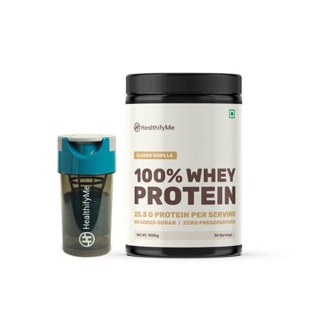 Healthify 100% Whey Protein -Classic Vanilla - 25.5 g Protein, 5.6 g BCAA -  No Added Sugar, Zero Preservatives, Isolate as Primary Source