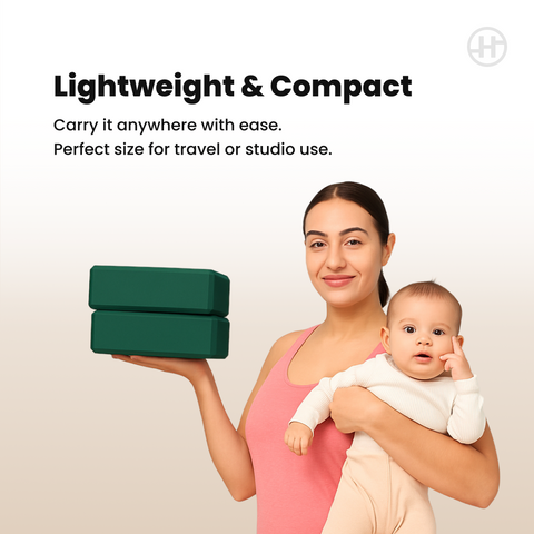 Healthify Yoga Blocks & Belt Set - High-Density Non-Slip EVA Yoga Block, Beginner-Friendly with Beveled Edges, Lightweight, Durable & Easy to Clean