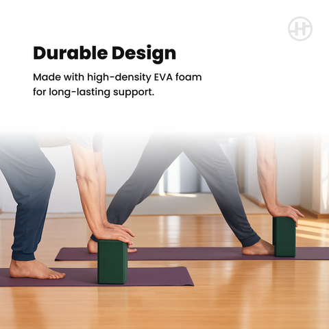Healthify Yoga Blocks & Belt Set - High-Density Non-Slip EVA Yoga Block, Beginner-Friendly with Beveled Edges, Lightweight, Durable & Easy to Clean