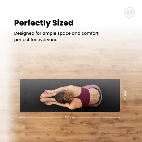 Healthify Yoga Mat - Superior Grip, Functional Design, Superior Cushioning, Ultra Durable, Sweat Resistant and Washable