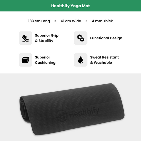 Healthify Yoga Starter Kit - Kit of Premium Yoga Mat, Gym Bag, Yoga Blocks & Belt Set, and Wrist & Ankle Weights